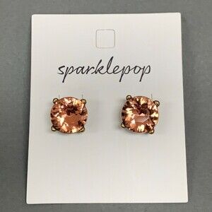 Sparklepop Women's Stud Earrings Crystal Pink Brown NWOT